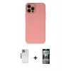 MARSİLYAN™- iPhone 12 Pro Kılıf Çekirdek Modern Serisi - Siyah 34D Hayalet Izgaralı Cam + Shine Kamera Lens - GS