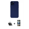 MARSİLYAN™- iPhone 12 Pro Kılıf Çekirdek Modern Serisi - Siyah 34D Hayalet Izgaralı Cam + Kamera Lens Koruma Cam - SF