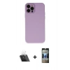 MARSİLYAN™- iPhone 12 Pro Kılıf Çekirdek Modern Serisi - Siyah 34D Hayalet Izgaralı Cam + Kamera Lens Koruma Cam - SF
