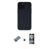 MARSİLYAN™- iPhone 12 Pro Kılıf Çekirdek Modern Serisi - Siyah 34D Hayalet Izgaralı Cam + Metal Kamera Lens Koruma Cam - KI