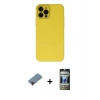 MARSİLYAN™- iPhone 12 Pro Kılıf Çekirdek Modern Serisi - Siyah 34D Hayalet Izgaralı Cam + Metal Kamera Lens Koruma Cam - KI