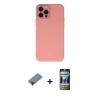 MARSİLYAN™- iPhone 12 Pro Kılıf Çekirdek Modern Serisi - Siyah 34D Hayalet Izgaralı Cam + Metal Kamera Lens Koruma Cam - KI