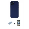 MARSİLYAN™- iPhone 12 Pro Kılıf Çekirdek Modern Serisi - Siyah 34D Hayalet Izgaralı Cam + Shine Kamera Lens Koruma Cam - MI
