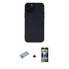 MARSİLYAN™- iPhone 12 Pro Kılıf Çekirdek Modern Serisi - Siyah 34D Hayalet Izgaralı Cam + Shine Kamera Lens Koruma Cam - MI