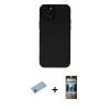 MARSİLYAN™- iPhone 12 Pro Kılıf Çekirdek Modern Serisi - Siyah 34D Hayalet Izgaralı Cam + Shine Kamera Lens Koruma Cam - MI