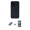 MARSİLYAN™- iPhone 12 Pro Kılıf Çekirdek Modern Serisi - Siyah 34D Hayalet Izgaralı Cam + Metal Kamera Lens Koruma Cam - AKYL