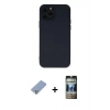 MARSİLYAN™- iPhone 12 Pro Kılıf Çekirdek Modern Serisi - Siyah 34D Hayalet Izgaralı Cam + Metal Kamera Lens Koruma Cam - KUYL