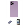 MARSİLYAN™- iPhone 12 Pro Kılıf Çekirdek Modern Serisi - Siyah 34D Hayalet Izgaralı Cam + Metal Kamera Lens Koruma Cam - GD
