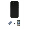 MARSİLYAN™- iPhone 12 Pro Kılıf Çekirdek Modern Serisi - Siyah 34D Hayalet Izgaralı Cam + Metal Kamera Lens Koruma Cam - AKYL