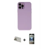 MARSİLYAN™- iPhone 12 Pro Kılıf Çekirdek Modern Serisi - Siyah 34D Hayalet Izgaralı Cam + Rainbow Kamera Lens Koruma Cam - GD