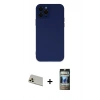 MARSİLYAN™- iPhone 12 Pro Kılıf Çekirdek Modern Serisi - Siyah 34D Hayalet Izgaralı Cam + Rainbow Kamera Lens Koruma Cam - GD