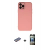 MARSİLYAN™- iPhone 12 Pro Kılıf Çekirdek Modern Serisi - Siyah 34D Hayalet Izgaralı Cam + Renkli Kamera Lens Koruma Cam - TU
