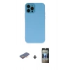 MARSİLYAN™- iPhone 12 Pro Kılıf Çekirdek Modern Serisi - Siyah 34D Hayalet Izgaralı Cam + Renkli Kamera Lens Koruma Cam - TU