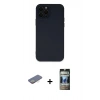 MARSİLYAN™- iPhone 12 Pro Kılıf Çekirdek Modern Serisi - Siyah 34D Hayalet Izgaralı Cam + Renkli Kamera Lens Koruma Cam - SI