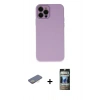 MARSİLYAN™- iPhone 12 Pro Kılıf Çekirdek Modern Serisi - Siyah 34D Hayalet Izgaralı Cam + Renkli Kamera Lens Koruma Cam - SI