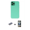 MARSİLYAN™- iPhone 12 Pro Kılıf Çekirdek Modern Serisi - Siyah 34D Hayalet Izgaralı Cam + Renkli Kamera Lens Koruma Cam - SI