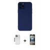 MARSİLYAN™- iPhone 12 Pro Kılıf Çekirdek Modern Serisi - Siyah 34D Hayalet Izgaralı Cam + Shine Kamera Lens - MI