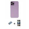 MARSİLYAN™- iPhone 12 Pro Kılıf Çekirdek Modern Serisi - Siyah 34D Hayalet Izgaralı Cam + Shine Kamera Lens Koruma Cam - GS
