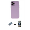 MARSİLYAN™- iPhone 12 Pro Kılıf Çekirdek Modern Serisi - Siyah 34D Hayalet Izgaralı Cam + Shine Kamera Lens Koruma Cam - SH