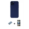 MARSİLYAN™- iPhone 12 Pro Kılıf Çekirdek Modern Serisi - Siyah 34D Hayalet Izgaralı Cam + Shine Kamera Lens Koruma Cam - GS