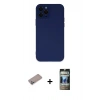 MARSİLYAN™- iPhone 12 Pro Kılıf Çekirdek Modern Serisi - Siyah 34D Hayalet Izgaralı Cam + Shine Kamera Lens Koruma Cam - SABE