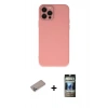 MARSİLYAN™- iPhone 12 Pro Kılıf Çekirdek Modern Serisi - Siyah 34D Hayalet Izgaralı Cam + Shine Kamera Lens Koruma Cam - SABE