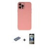 MARSİLYAN™- iPhone 12 Pro Kılıf Çekirdek Modern Serisi - Siyah 34D Hayalet Izgaralı Cam + Renkli Kamera Lens Koruma Cam - YL
