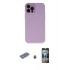 MARSİLYAN™- iPhone 12 Pro Kılıf Çekirdek Modern Serisi - Siyah 34D Hayalet Izgaralı Cam + Renkli Kamera Lens Koruma Cam - YL