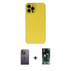 MARSİLYAN™- iPhone 12 Pro Kılıf Çekirdek Modern Serisi - Siyah 360 Mat Full Body Arka Koruyucu + Neon Fosforlu Kamera Lens - YL