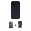 MARSİLYAN™- iPhone 12 Pro Kılıf Çekirdek Modern Serisi - Siyah 360 Mat Full Body Arka Koruyucu + Neon Fosforlu Kamera Lens - YL