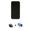 MARSİLYAN™- iPhone 12 Pro Kılıf Çekirdek Modern Serisi - Siyah 3D Antistatik Cam Ekran Koruyucu + Kamera Lens Koruma Cam - SF