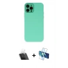 MARSİLYAN™- iPhone 12 Pro Kılıf Çekirdek Modern Serisi - Siyah 3D Antistatik Cam Ekran Koruyucu + Kamera Lens Koruma Cam - SF