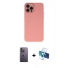 MARSİLYAN™- iPhone 12 Pro Kılıf Çekirdek Modern Serisi - Siyah 3D Antistatik Cam Ekran Koruyucu + Neon Fosforlu Kamera Lens - BZ