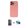 MARSİLYAN™- iPhone 12 Pro Kılıf Çekirdek Modern Serisi - Siyah 3D Antistatik Cam Ekran Koruyucu + Neon Fosforlu Kamera Lens - YL