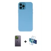 MARSİLYAN™- iPhone 12 Pro Kılıf Çekirdek Modern Serisi - Siyah 3D Antistatik Cam Ekran Koruyucu + Neon Fosforlu Kamera Lens - YL