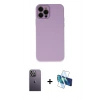 MARSİLYAN™- iPhone 12 Pro Kılıf Çekirdek Modern Serisi - Siyah 3D Antistatik Cam Ekran Koruyucu + Neon Fosforlu Kamera Lens - BZ