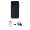 MARSİLYAN™- iPhone 12 Pro Kılıf Çekirdek Modern Serisi - Siyah 3D Antistatik Cam Ekran Koruyucu + Shine Kamera Lens - GS
