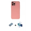 MARSİLYAN™- iPhone 12 Pro Kılıf Çekirdek Modern Serisi - Siyah 3D Antistatik Cam Ekran Koruyucu + Shine Kamera Lens Koruma Cam - GI