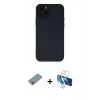 MARSİLYAN™- iPhone 12 Pro Kılıf Çekirdek Modern Serisi - Siyah 3D Antistatik Cam Ekran Koruyucu + Shine Kamera Lens Koruma Cam - GI