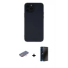 MARSİLYAN™- iPhone 12 Pro Kılıf Çekirdek Modern Serisi - Siyah 3D Antistatik Hayalet Cam Ekran Koruyucu + Renkli Kamera Lens Koruma Cam - TU