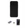 MARSİLYAN™- iPhone 12 Pro Kılıf Çekirdek Modern Serisi - Siyah 3D Antistatik Hayalet Cam Ekran Koruyucu + Renkli Kamera Lens Koruma Cam - TU