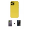 MARSİLYAN™- iPhone 12 Pro Kılıf Çekirdek Modern Serisi - Siyah 3D Antistatik Hayalet Cam Ekran Koruyucu + Neon Fosforlu Kamera Lens - YL