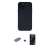 MARSİLYAN™- iPhone 12 Pro Kılıf Çekirdek Modern Serisi - Siyah 3D Antistatik Hayalet Cam Ekran Koruyucu + Renkli Kamera Lens Koruma Cam - MI