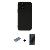 MARSİLYAN™- iPhone 12 Pro Kılıf Çekirdek Modern Serisi - Siyah 3D Antistatik Hayalet Cam Ekran Koruyucu + Renkli Kamera Lens Koruma Cam - MI