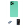 MARSİLYAN™- iPhone 12 Pro Kılıf Çekirdek Modern Serisi - Siyah 3D Antistatik Hayalet Cam Ekran Koruyucu + Shine Kamera Lens Koruma Cam - PE