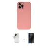 MARSİLYAN™- iPhone 12 Pro Kılıf Çekirdek Modern Serisi - Siyah 3D Antistatik Hayalet Cam Ekran Koruyucu + Shine Kamera Lens - GS