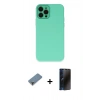 MARSİLYAN™- iPhone 12 Pro Kılıf Çekirdek Modern Serisi - Siyah 3D Antistatik Hayalet Cam Ekran Koruyucu + Metal Kamera Lens Koruma Cam - MR