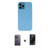 MARSİLYAN™- iPhone 12 Pro Kılıf Çekirdek Modern Serisi - Siyah 3D Antistatik Hayalet Cam Ekran Koruyucu + Neon Fosforlu Kamera Lens - BZ
