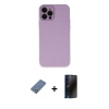 MARSİLYAN™- iPhone 12 Pro Kılıf Çekirdek Modern Serisi - Siyah 3D Antistatik Hayalet Cam Ekran Koruyucu + Metal Kamera Lens Koruma Cam - AKYL