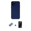 MARSİLYAN™- iPhone 12 Pro Kılıf Çekirdek Modern Serisi - Siyah 3D Antistatik Hayalet Cam Ekran Koruyucu + Metal Kamera Lens Koruma Cam - MR